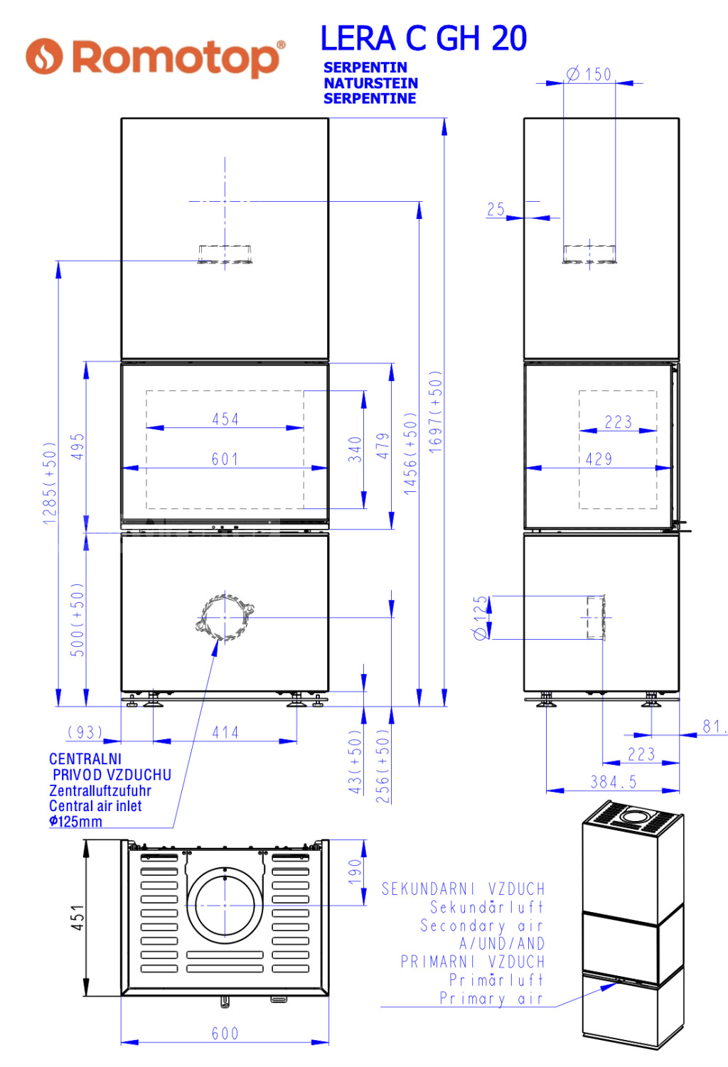 Romotop LERA C GH 3 oldalas Design kandalló Romotop LERA C GH 3 oldalas Design kandalló