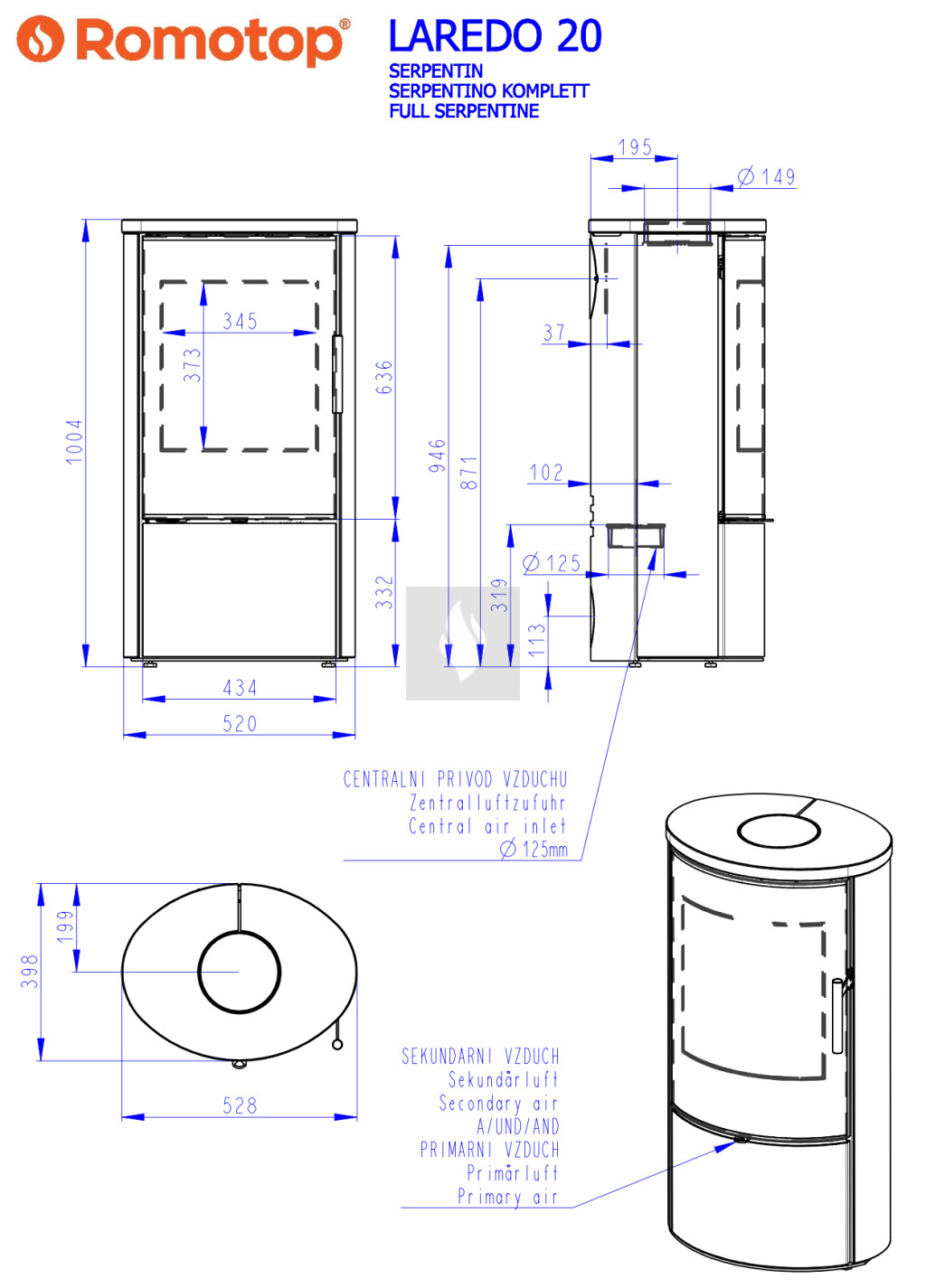 Romotop LAREDO 20 zsírkő Kandallókályha Romotop LAREDO 20 zsírkő Kandallókályha